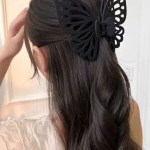 Large Matte Black Butterfly Claw Clip