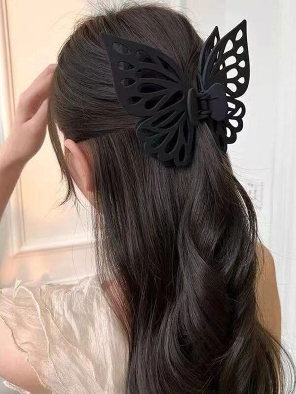 Large Matte Black Butterfly Claw Clip