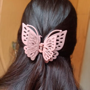 Matte Pink Butterfly Claw Clip