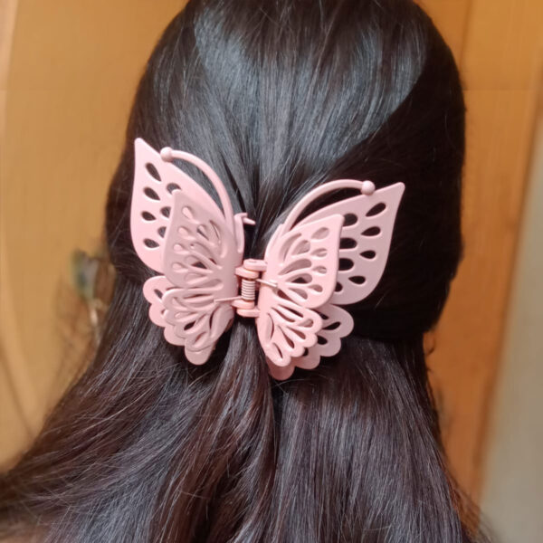 Matte Pink Butterfly Claw Clip