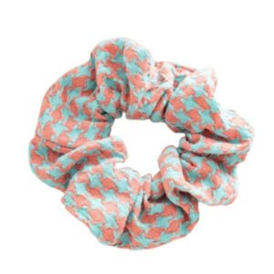 Coral Mint Houndstooth Scrunchie