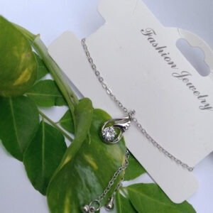 Silver Teardrop Crystal Chain Bracelet