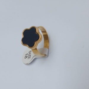 Gold Black Flower Ring