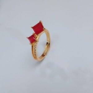 Gold Ruby Red Crystal Ring